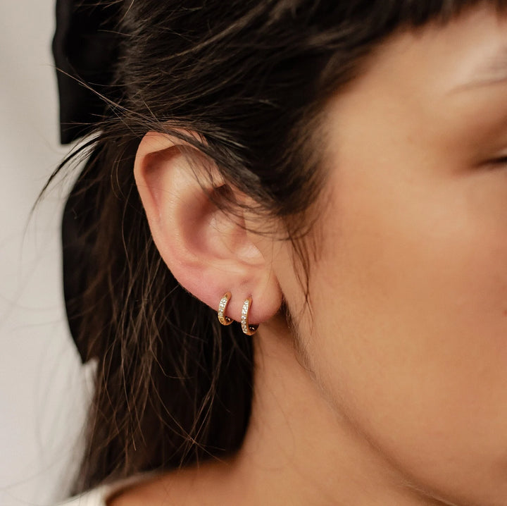 Gold CZ Huggie & Stud Earrings