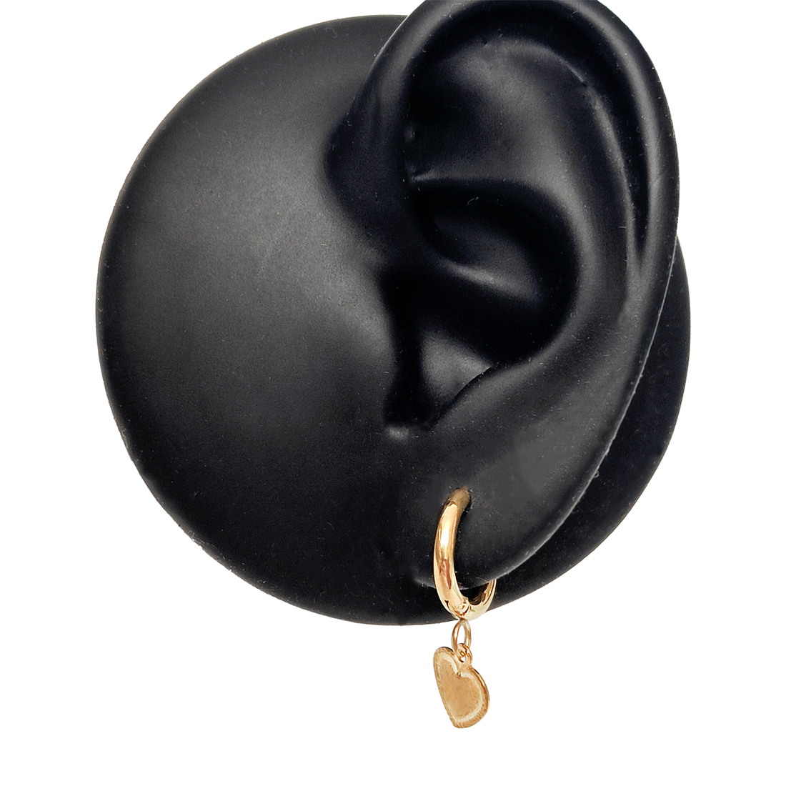 Gold Heart Charm Huggie Earrings