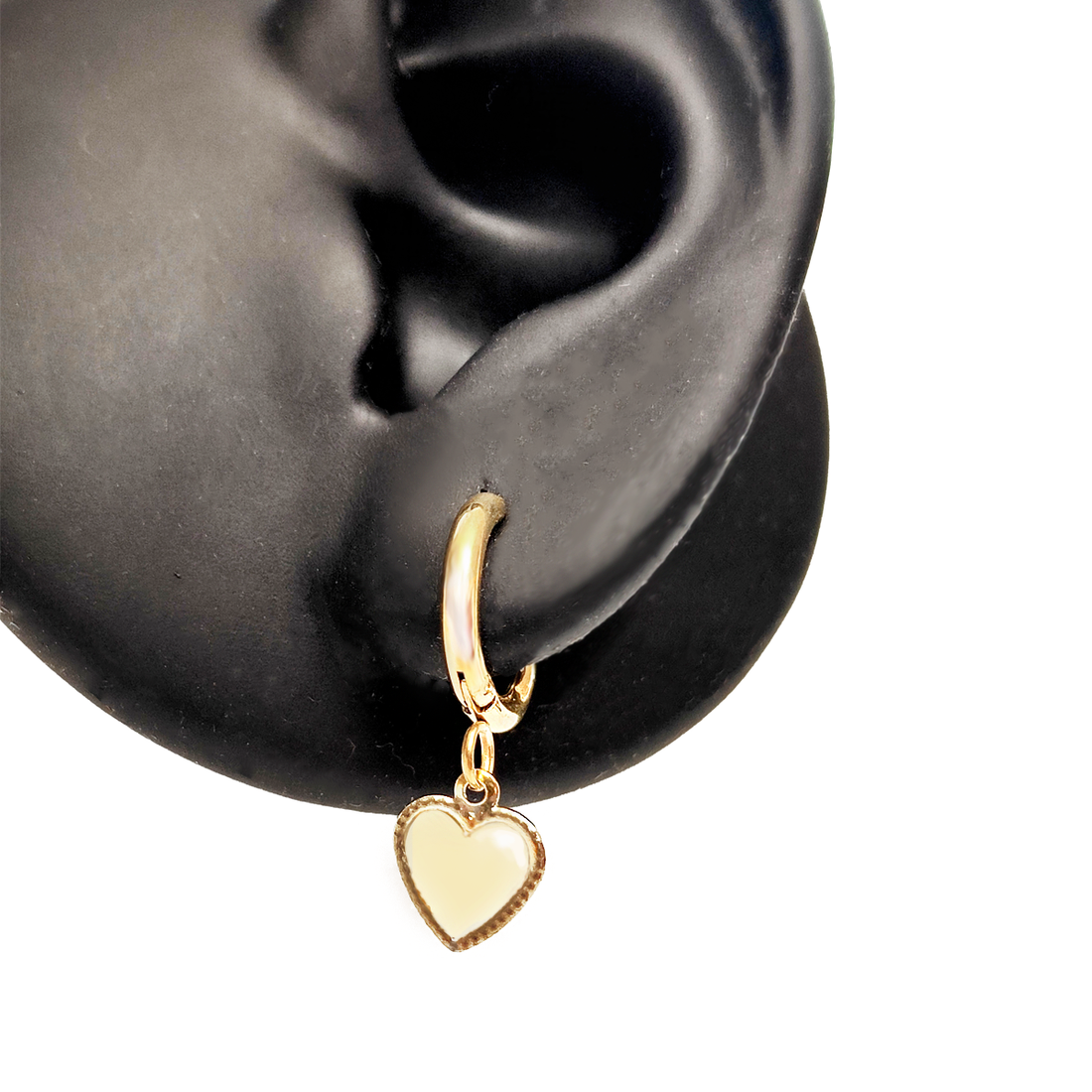 Gold Heart Charm Huggie Earrings