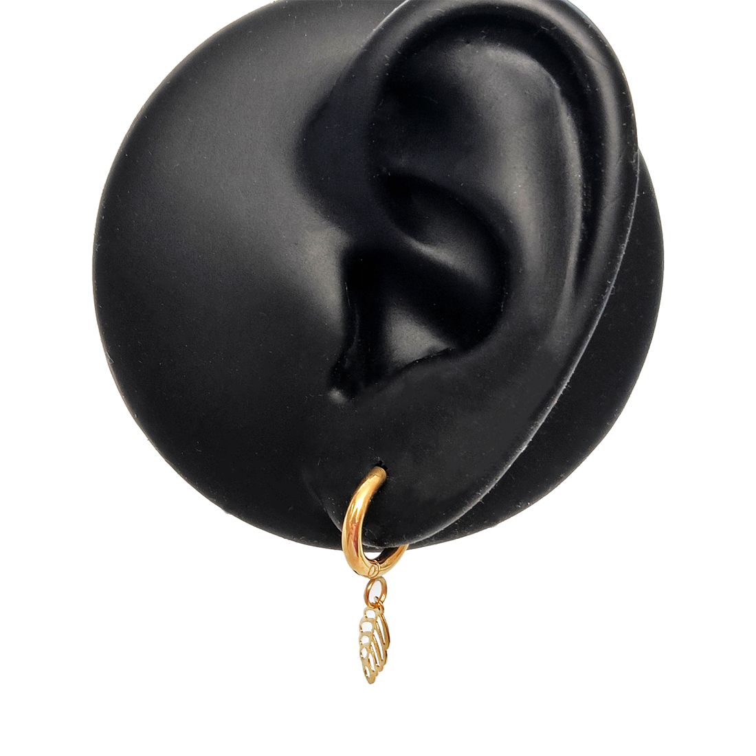 Gold Leaf Charm Huggie Earrings