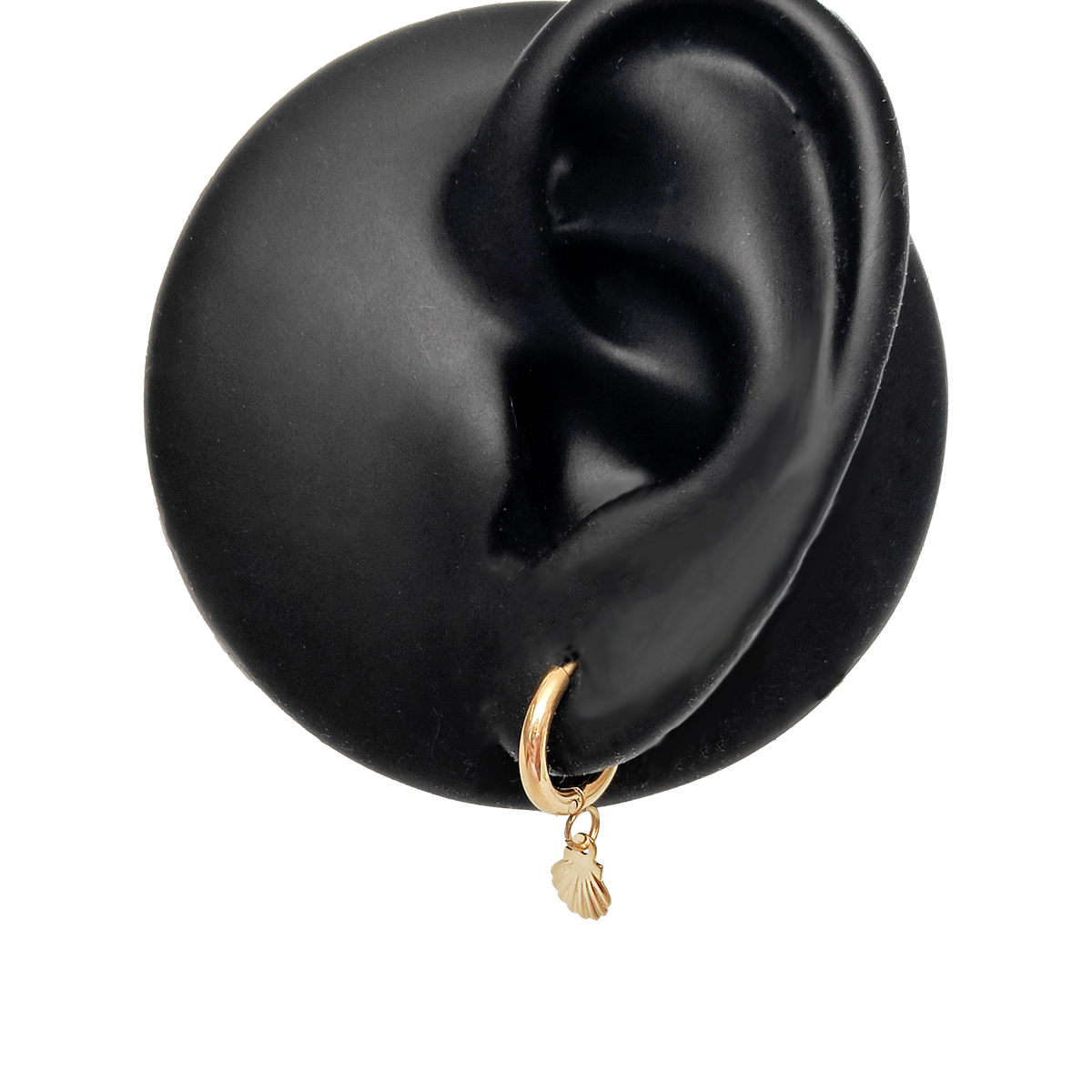 Gold Shell Charm Huggie Earrings