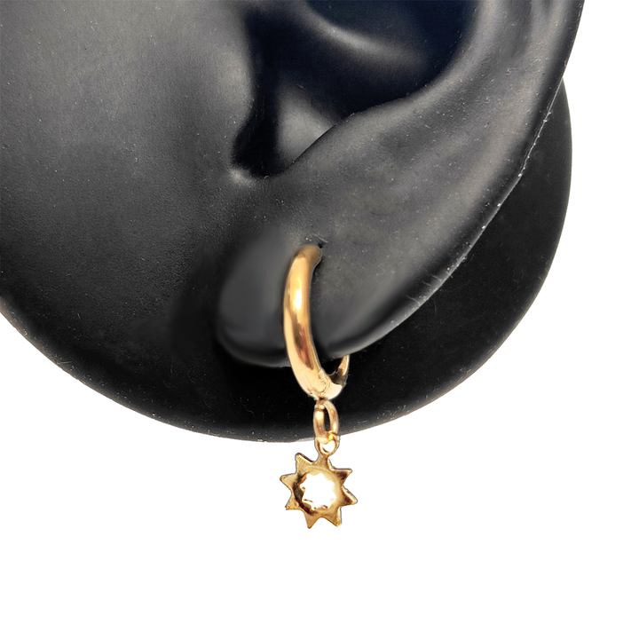 Gold Sun Charm Huggie Earrings