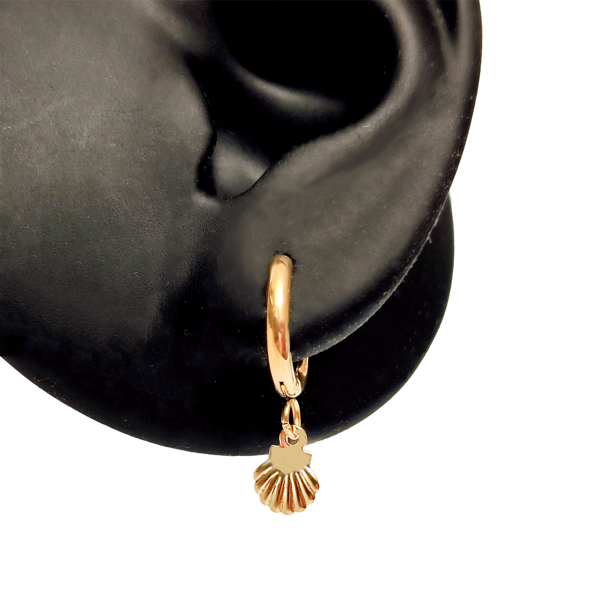Gold Shell Charm Huggie Earrings