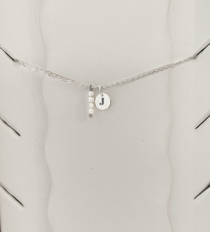 Sterling Silver Personalised Initial & Pearl Bracelet