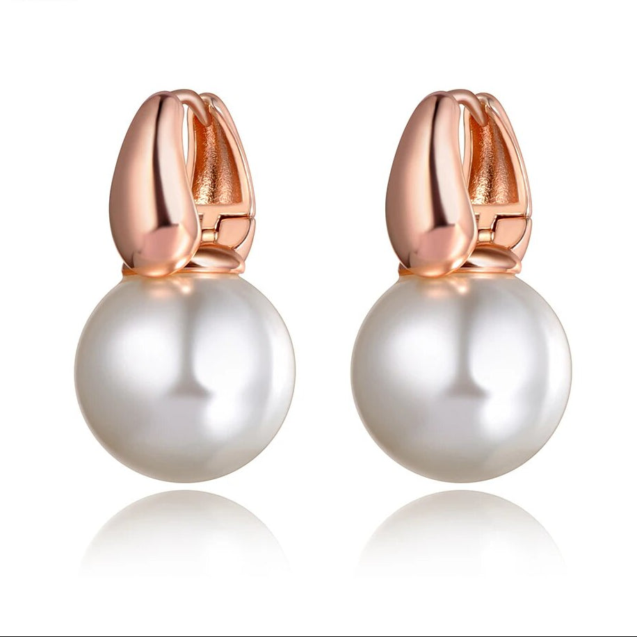 Pearl Drop Huggie Earrings