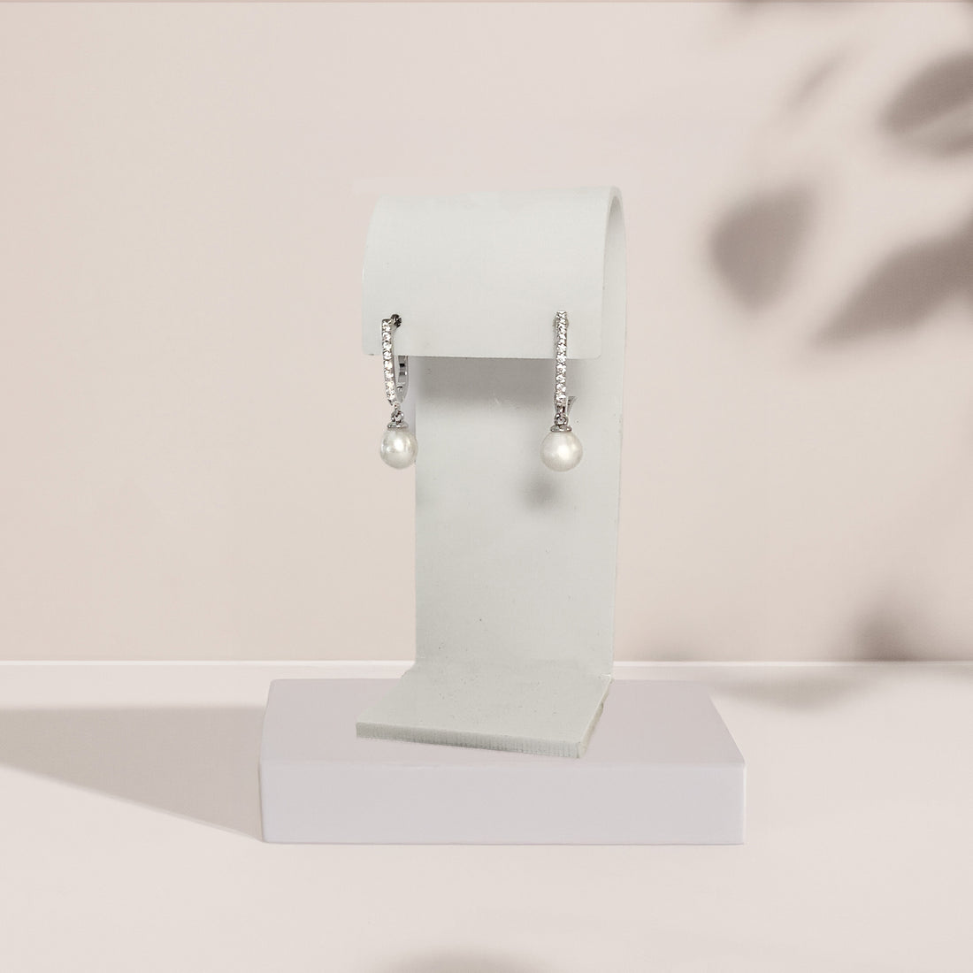 Sterling Silver Crystal Pavé Earrings with Pearl Drop