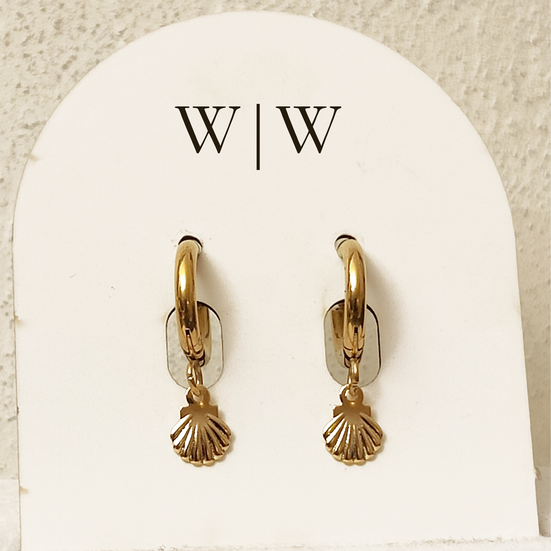 Gold Shell Charm Huggie Earrings