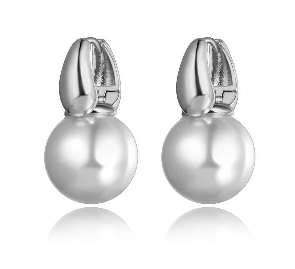 Pearl Drop Huggie Earrings