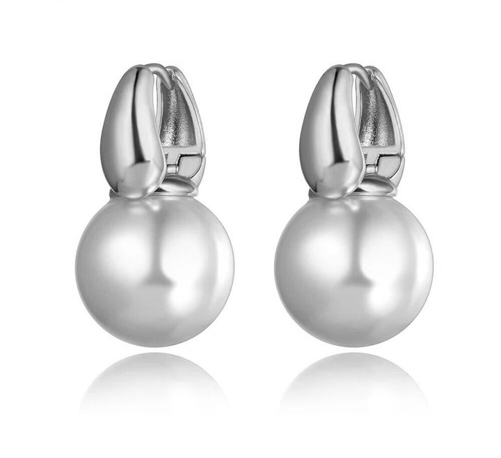 Pearl Drop Huggie Earrings