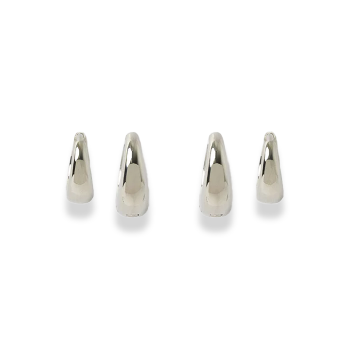 Silver Wedge Huggie Hoops