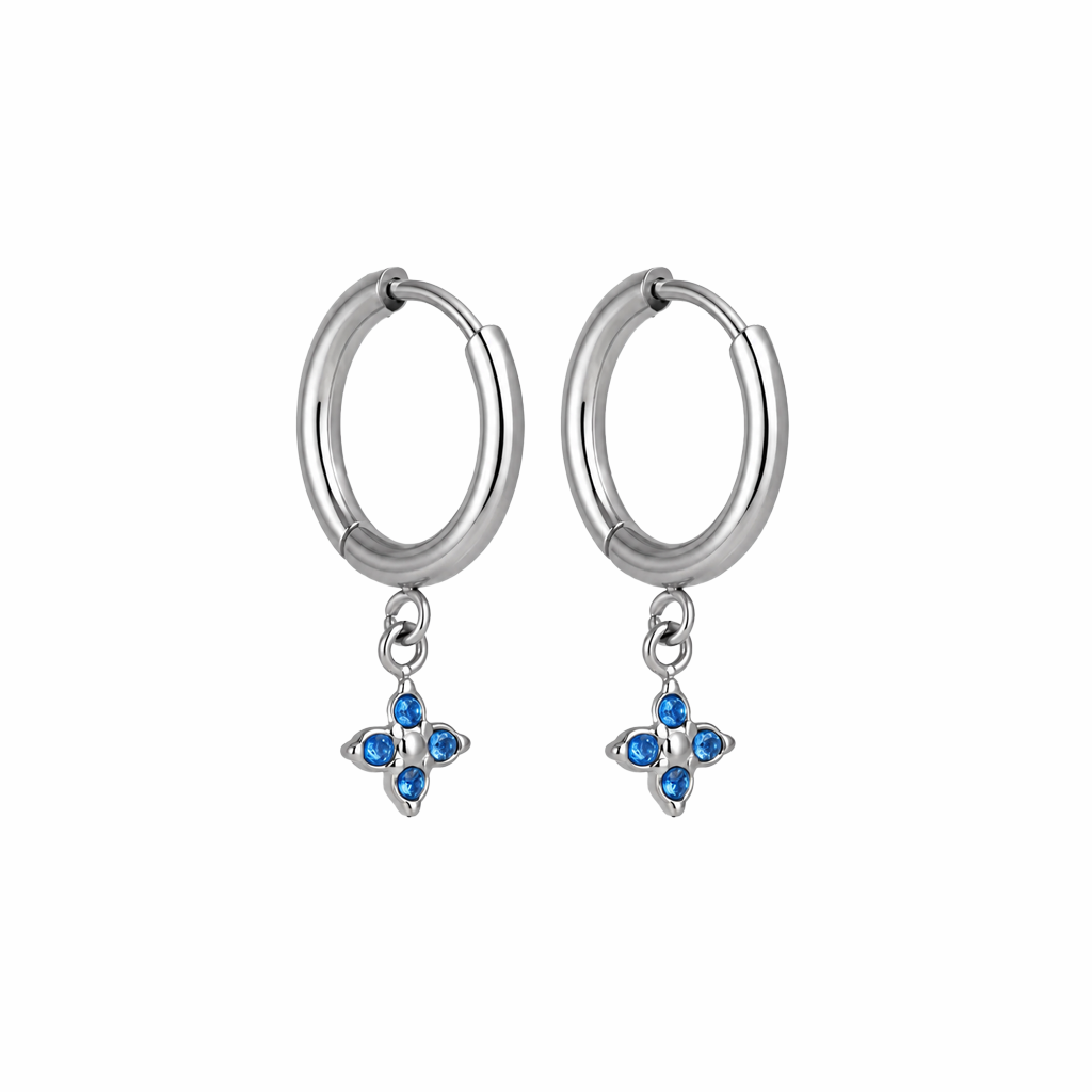Silver Sapphire CZ Huggie & Stud Earrings