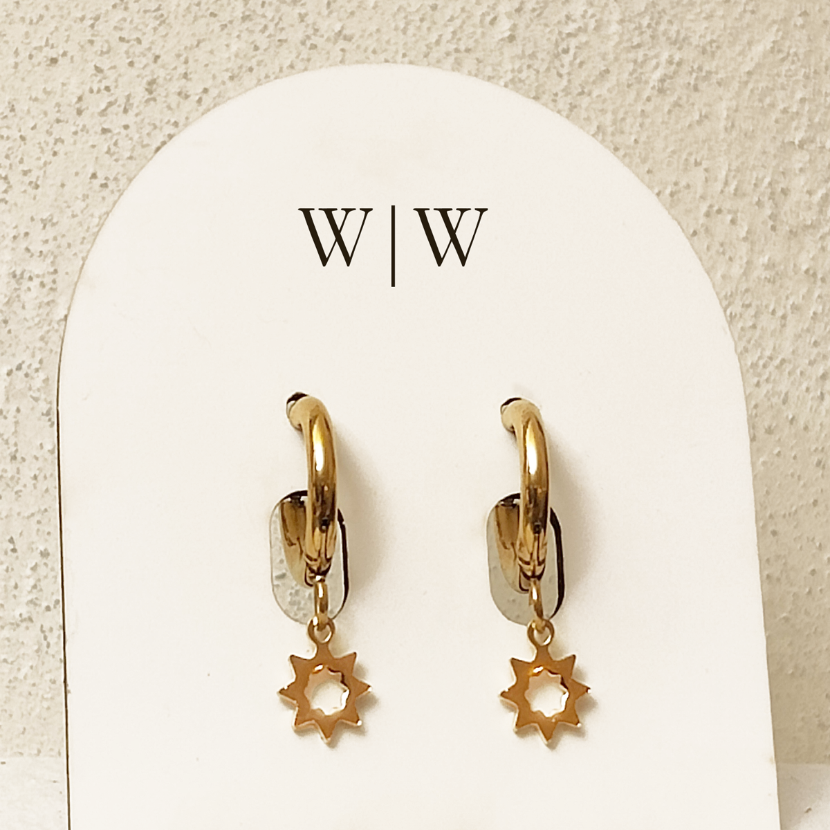 Gold Sun Charm Huggie Earrings