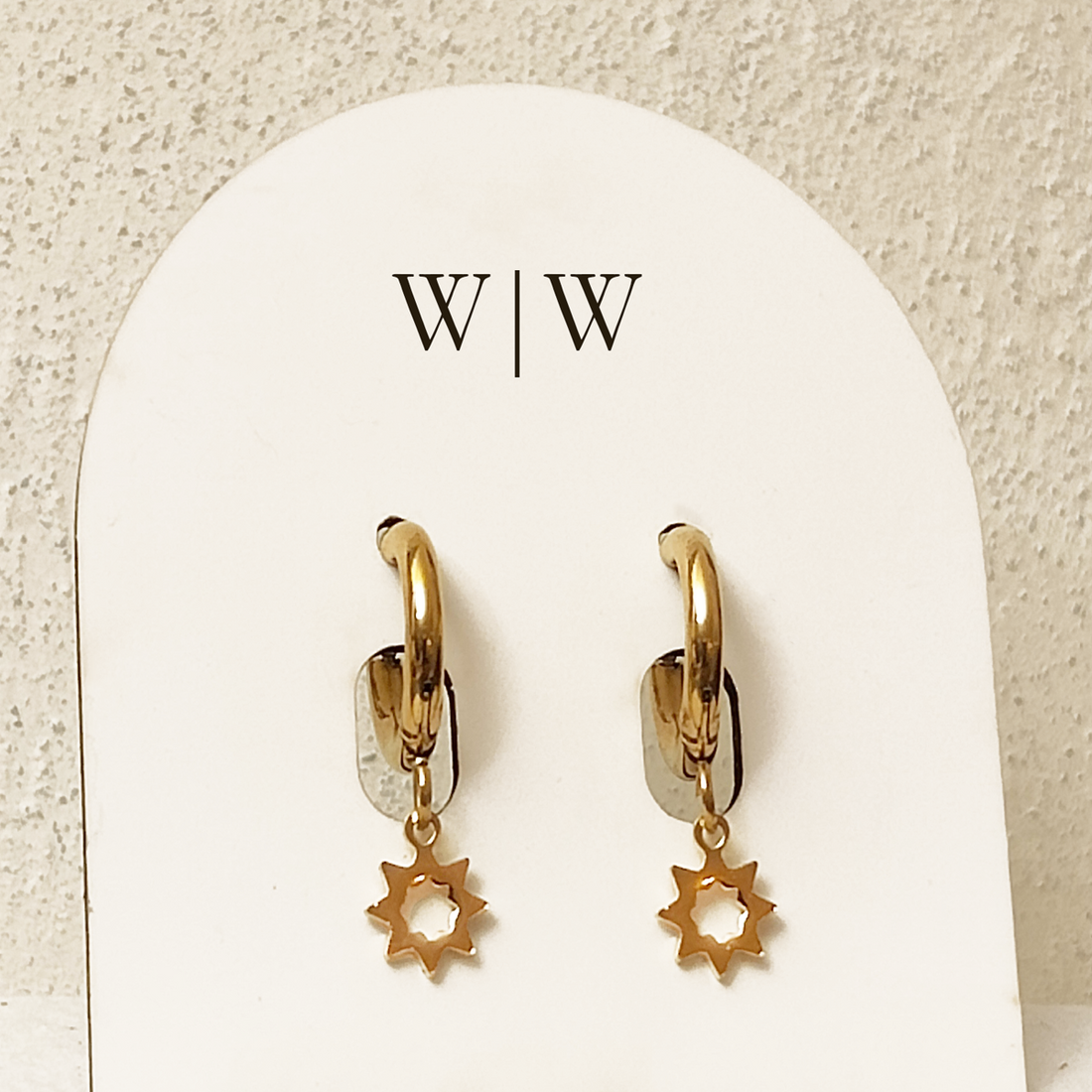 Gold Sun Charm Huggie Earrings