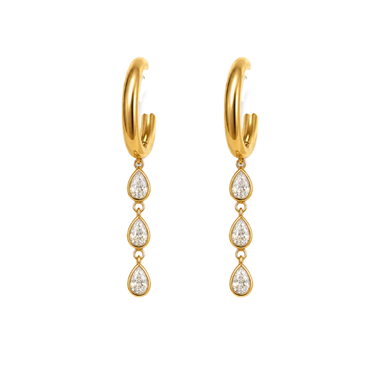 Gold Teardrop Crystal Earring Set — 3 Styles