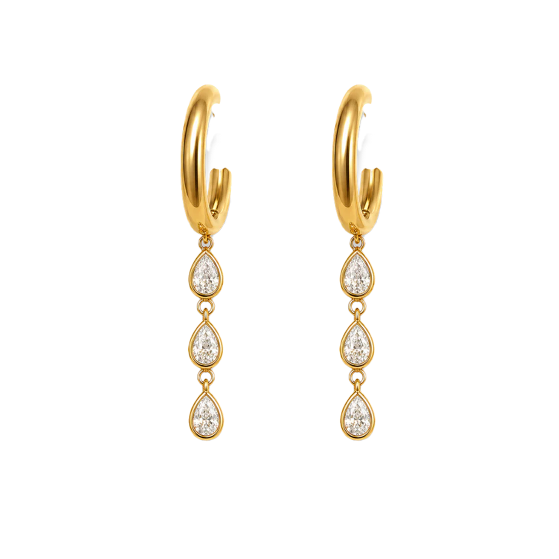 Gold Teardrop Crystal Earring Set — 3 Styles