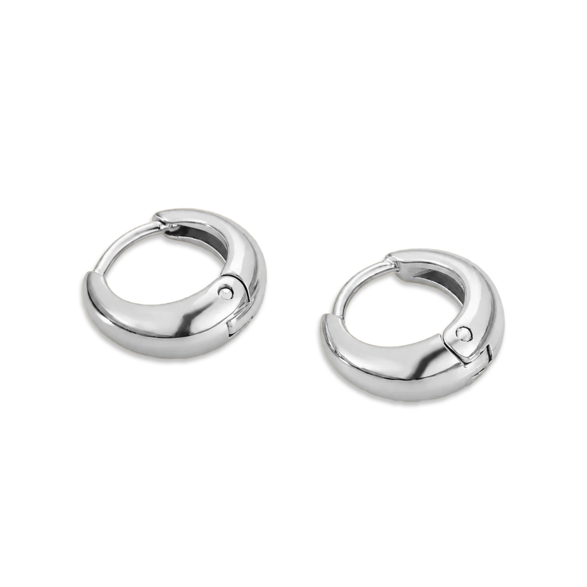 Silver Wedge Huggie Hoops